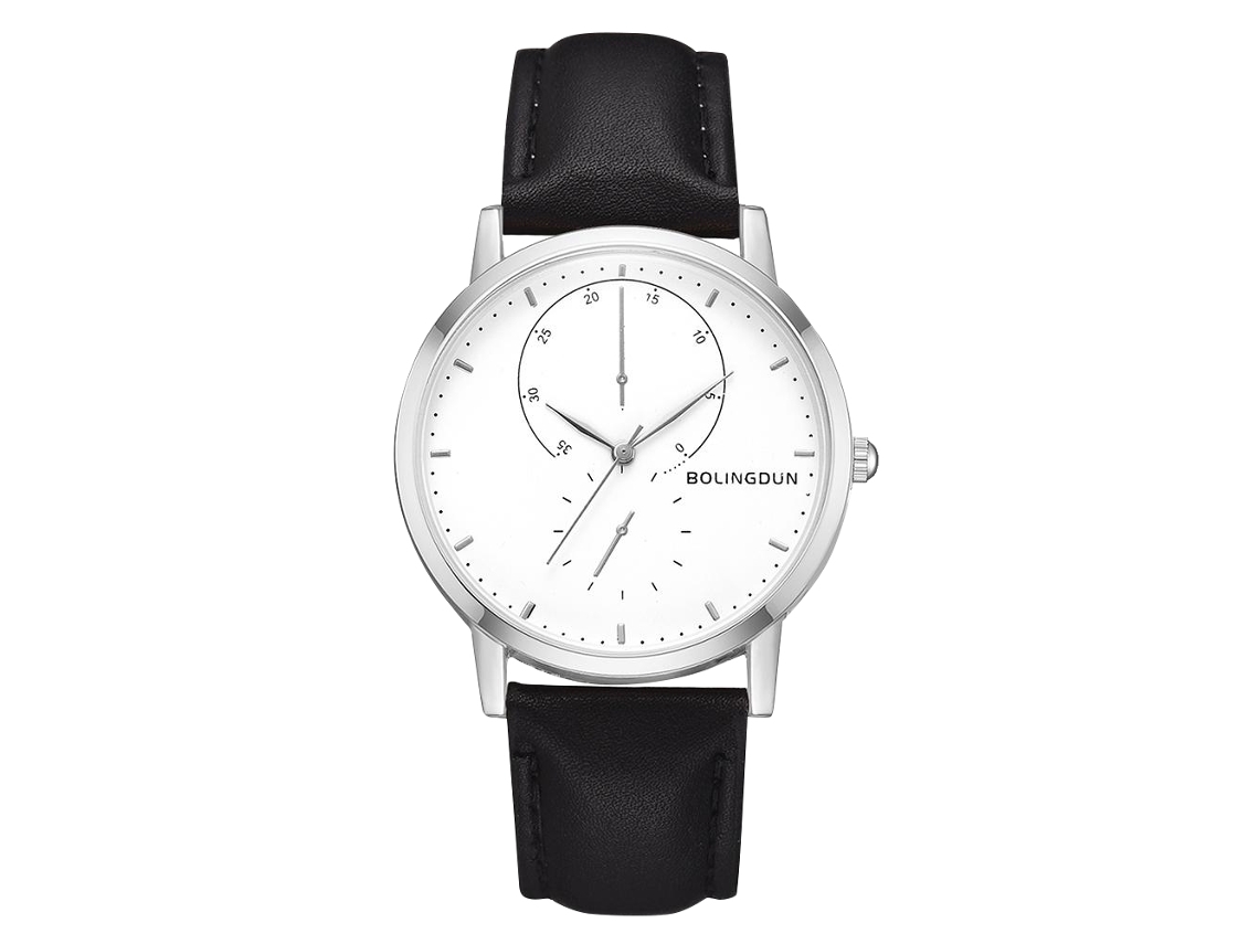 Reloj De Cuarzo Con Correa De Cuero Pu Estilo Fashion Unisex Plata 1