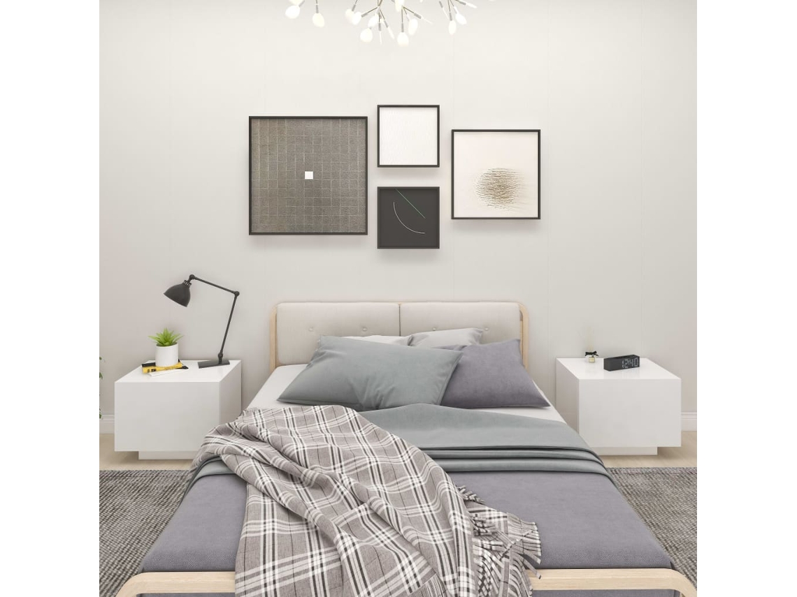 Mesita de Noche 100X35X40 Cm Contrachapado Blanco