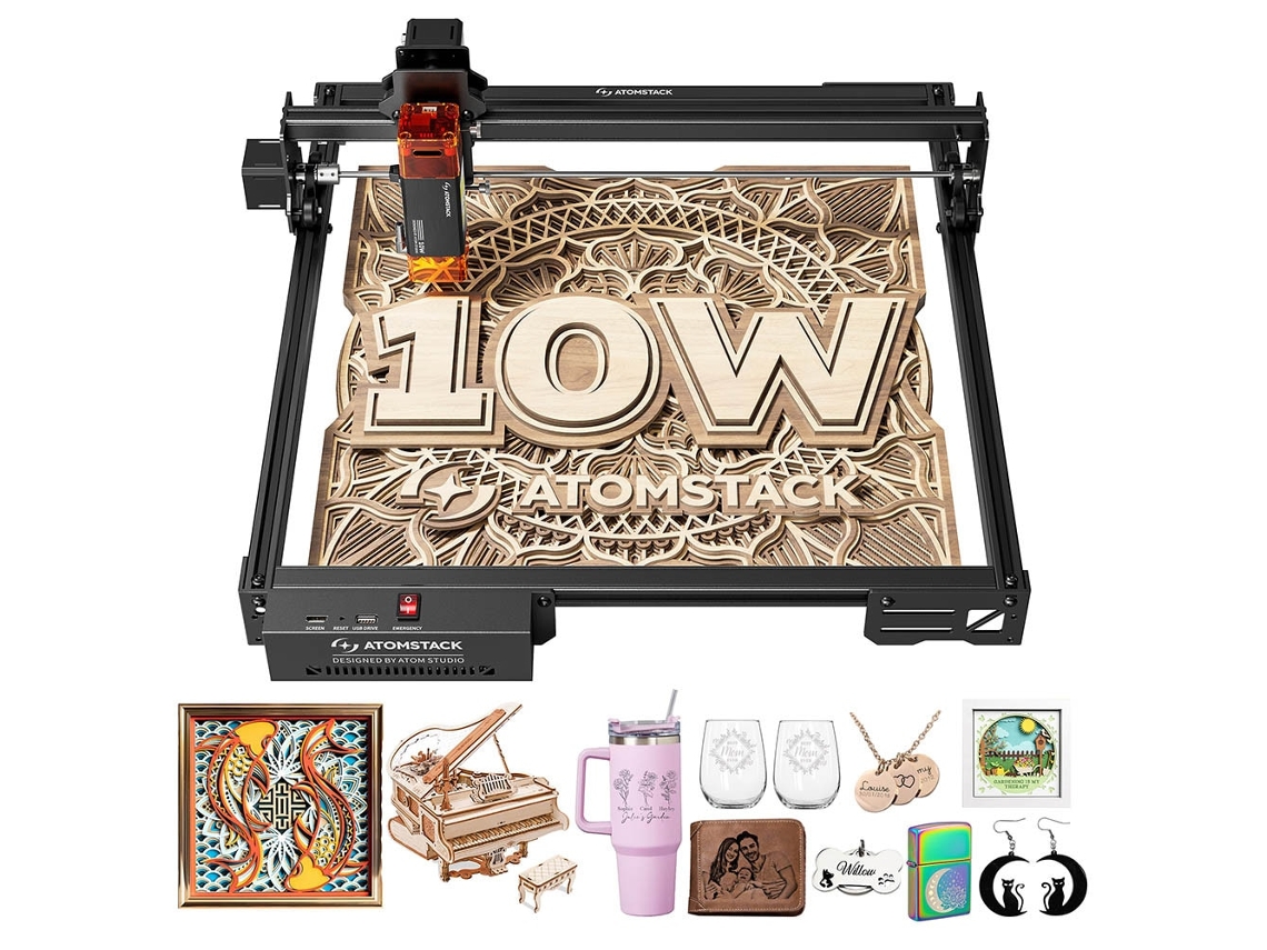 Grabador Laser AtomStack A10 Pro V2 10W 400 mm s Precision 0.01 mm Area 410 x 380 mm Corte y Grabado Madera Metal Acrilico