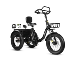 Triciclo Eléctrico De Carga Eskute T302 Pro, Batería De 48 V Y 20,8 Ah, Con Respaldo En El Asiento Trasero Y Cestas Delanteras Y Traseras.