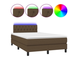 Maison Exclusive - Cama Box Spring Con Colchón Y Led Tela Marrón Oscuro 120x200 Cm