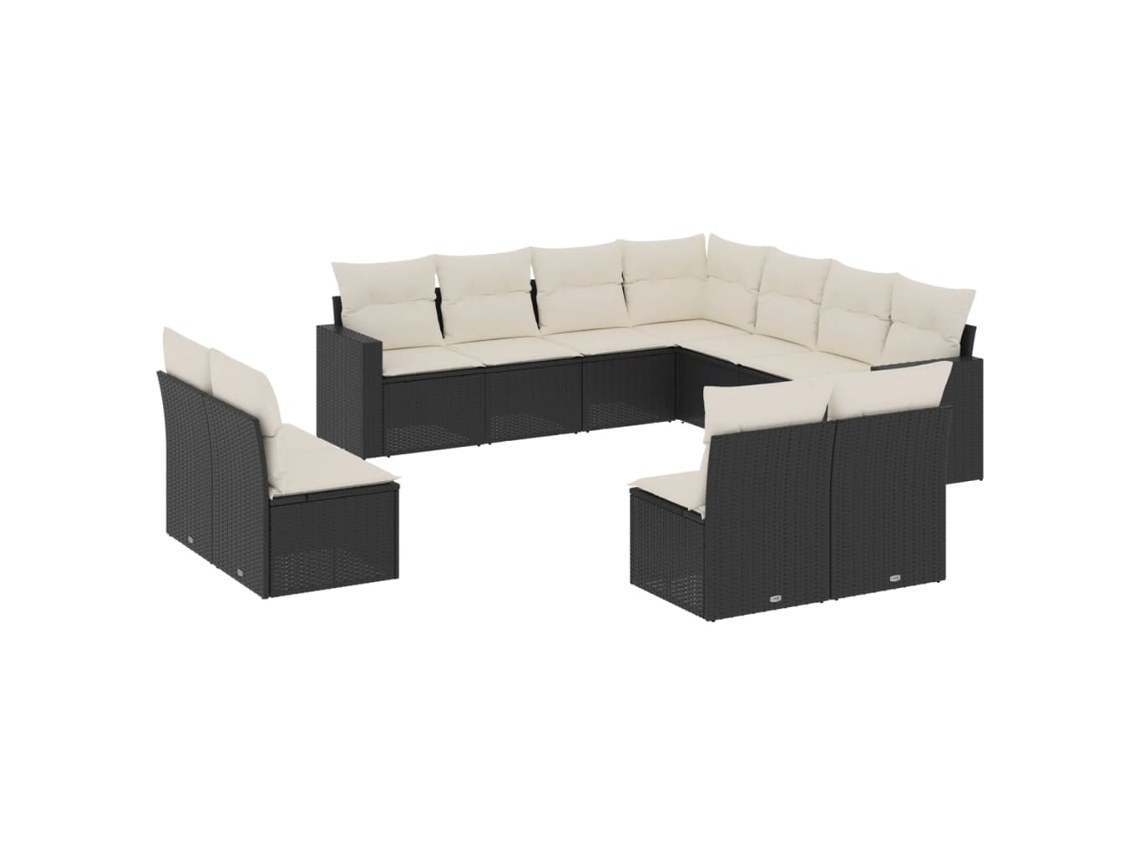 Maison Exclusive - Set De Sofás De Jardín 11 Pzas Y Cojines Ratán Sintético Negro