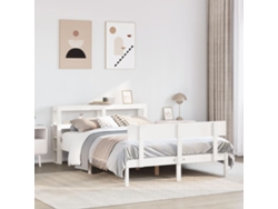Estructura De Cama Sin Colchón Madera De Pino Blanca 140x200 Cm