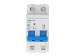 Disyuntor miniatura Veloriskku 2p para riel DIN 400V 10A con protección contra sobrecarga Dz47-63 C10