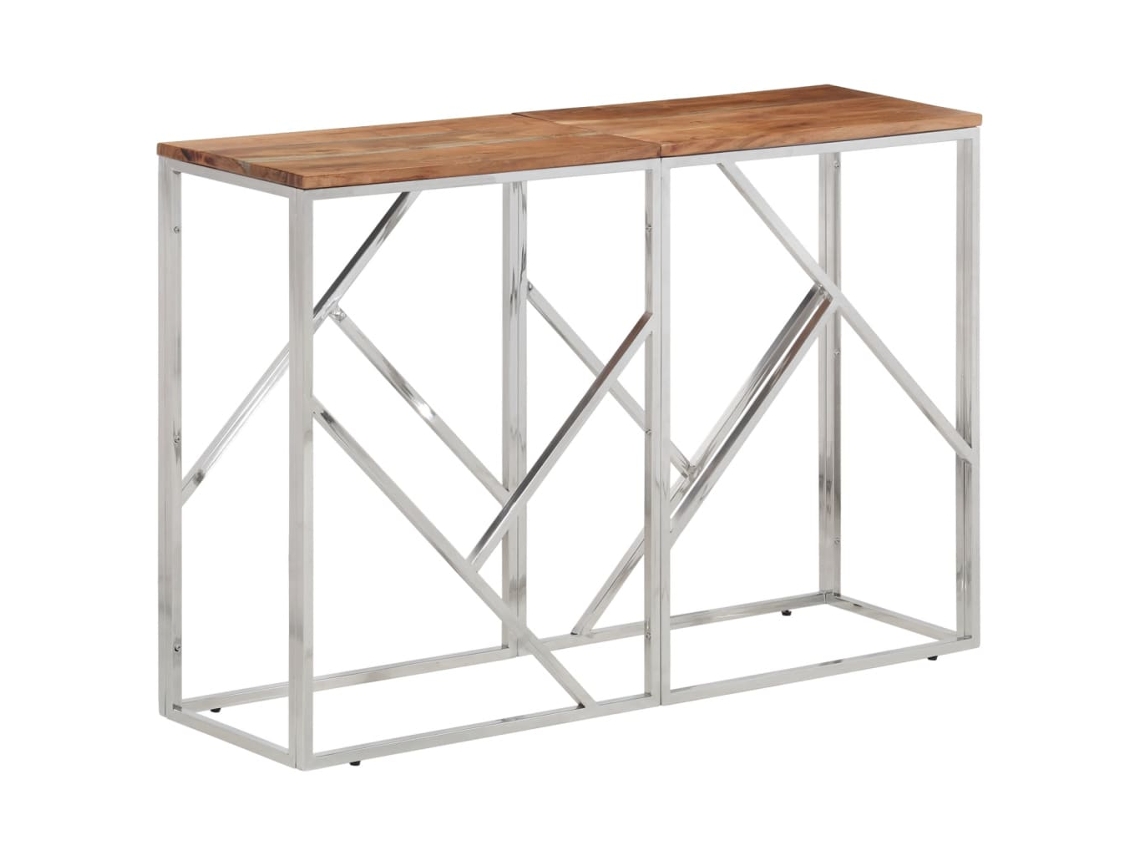 Mesa consola acero inoxidable y VIDAXL madera maciza acacia plateada