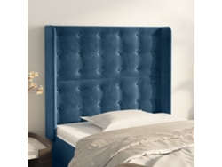 Cabecero Con Orejas De Terciopelo Azul Oscuro 103x16x118/128 Cm
