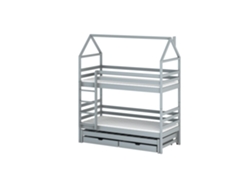 Cama Infantil FURNLUX Dalia (Gris, Madera Maciza - 88X198X217 Cm / 80X190 Cm)