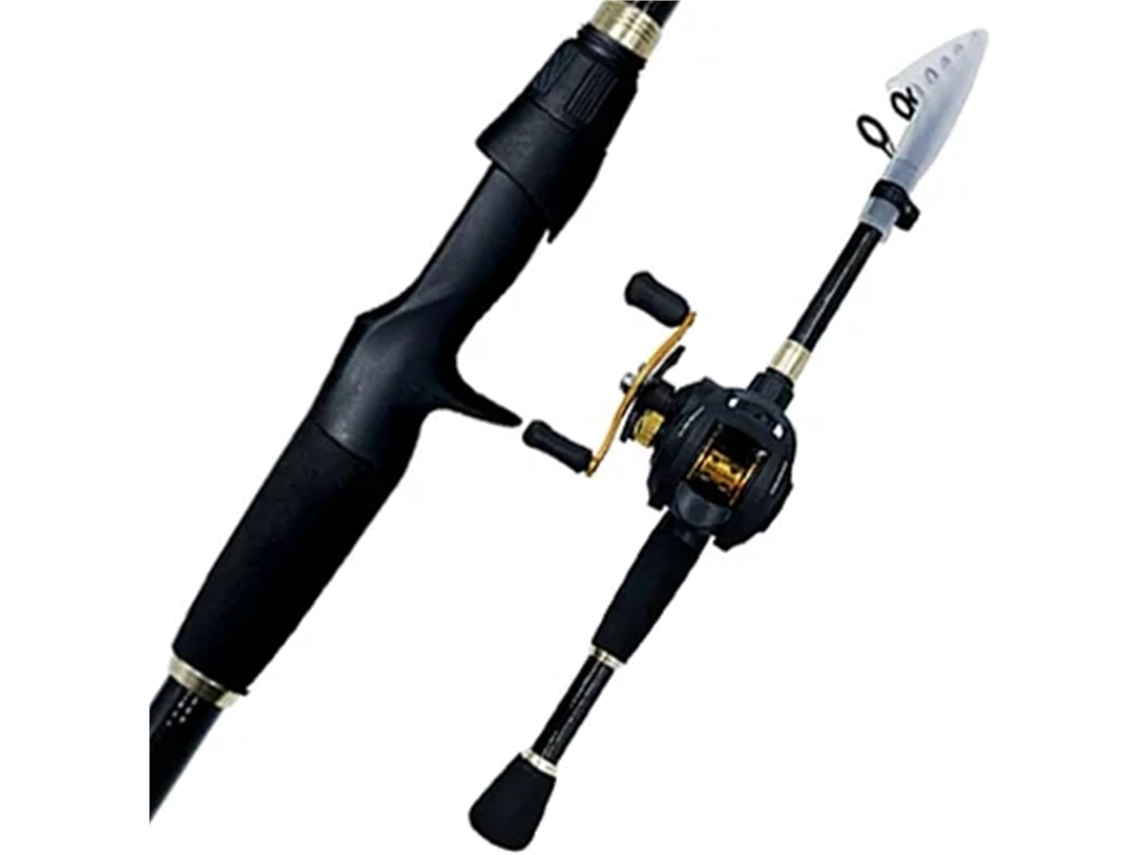 Combo De Caña Pescar Para Casting: Telescópica Carbono Y Carrete Baitcasting, Kit Pesca Portátil Viajes, Pe...