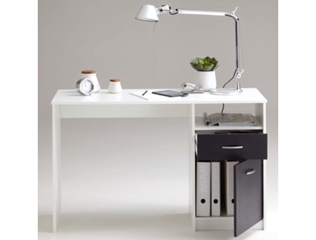 FMD Escritorio con 1 cajón blanco y negro 123x50x76,5 cm 3004-001