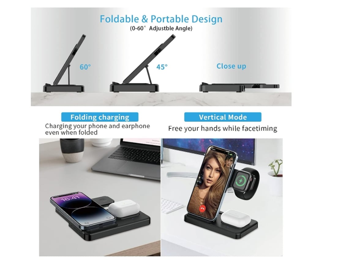 Estación de carga en de Apple, cargador inalámbrico rápido Qi