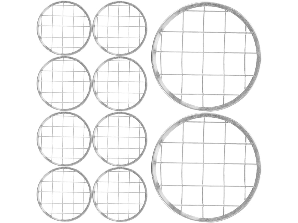 Inoomp Malla Metálica Reutilizable Antidesgaste, 10 Piezas, Rejilla De Hierro Para Flores En Color Plata, Elegante Y