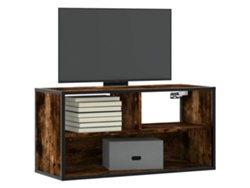 Mueble Tv Metal Y Madera Contrachapada Roble Humo 80x31x39,5 Cm