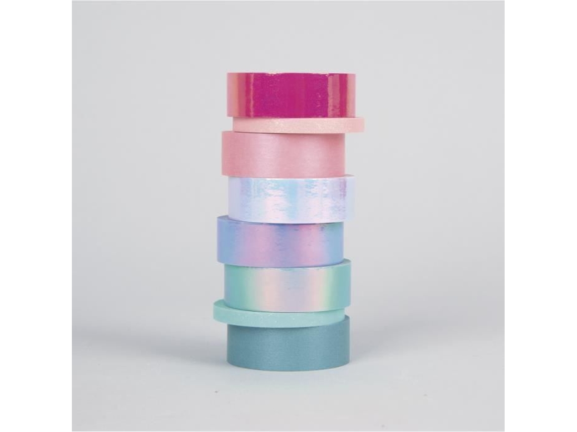 Kit Washi Mix Tape Brillante, 6x15mm, 2x5mm a 5m, caja de 8 unidades, color