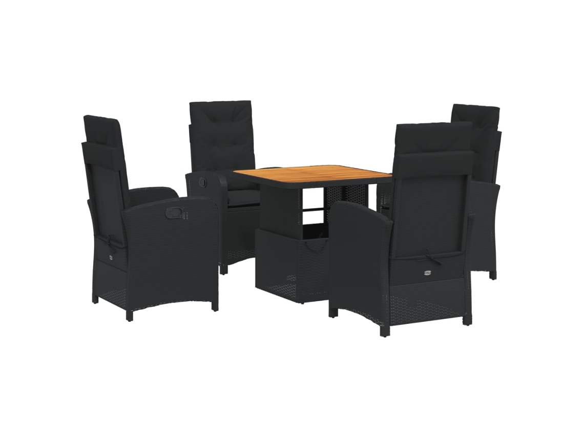 Maison Exclusive - Set De Muebles Jardín 5 Pzas Con Cojines Ratán Sintético Negro