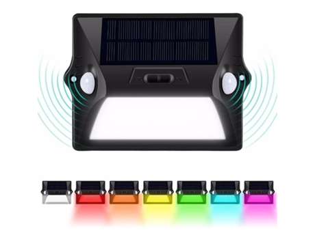 Aplique solar RGBLED para exteriores con sensor de movimiento PIR, lámpara de jardín exterior de doble cabezal, farola, luz solar para camino