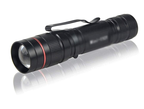 Linterna portátil Q5 Luces al aire libre 3 modos (alto - bajo - estroboscópico) Linterna con zoom Camping Ciclismo Pesca Luz nocturna (Negro) CHRON...