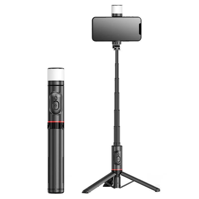 (preto) Bastão De Selfie 3 Em 1 Com Tripé, Em Liga De Alumínio, Bluetooth E Telescópico