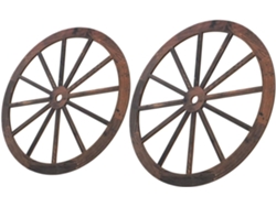 Juego De 2 Ruedas De Carro Antiguas De Madera Maciza, De 30x30 Cm Y 25x25 Cm.