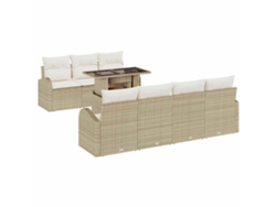 Maison Exclusive - Conjunto De Sofá De Jardín 8 Pcs Beige Rattan De Poliéster