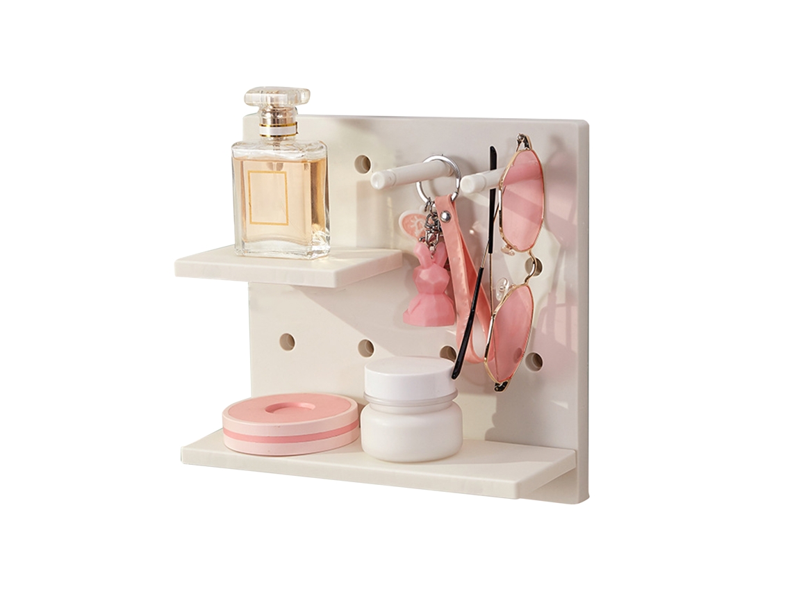 Organizador De Pared Con Bandeja Para Alfileres, No Requiere Perforación, Multifuncional, Estantes, Gris/blanco