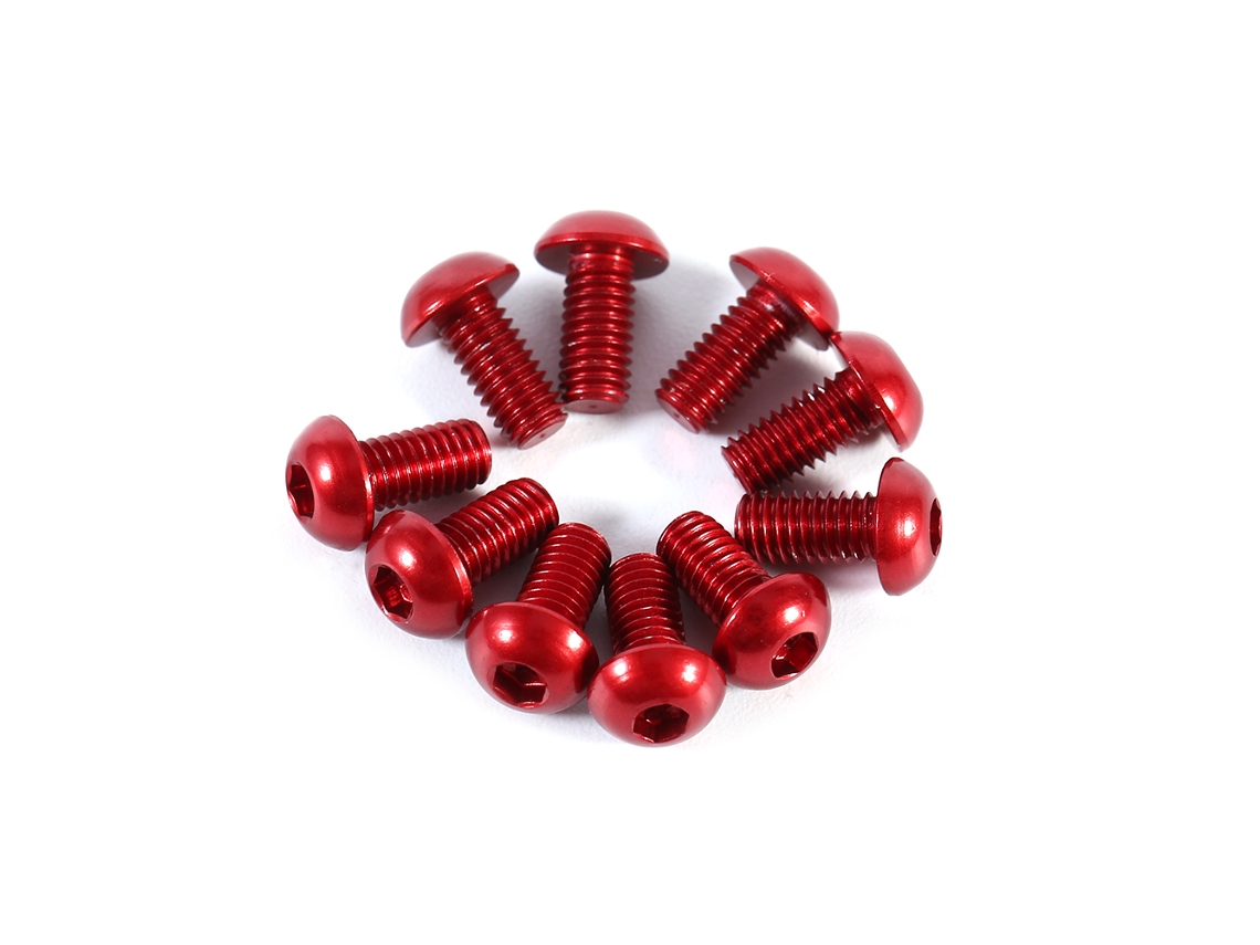 10pcs Tornillos De Aluminio Con Cabeza Redonda Hexagonal M3 6-10mm Color Rojo 6mm