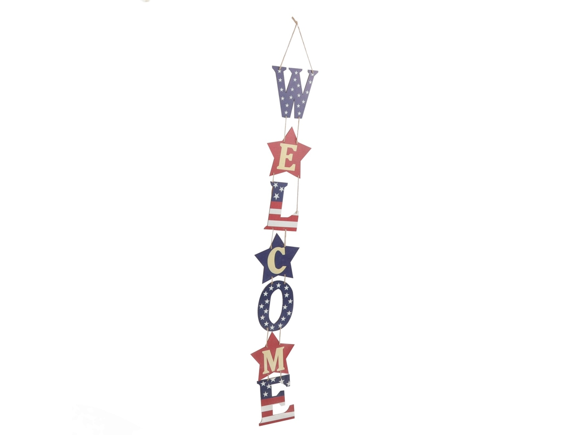 Adorno Colgante De Madera Decorativo Para Puerta Con Temática Patriótica Del Día De La Independencia - 4 De Julio
