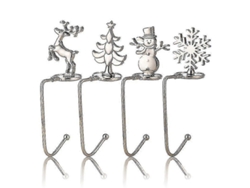 Juego de 4 ganchos metálicos para colgar calcetines navideños en la chimenea. Hengjian