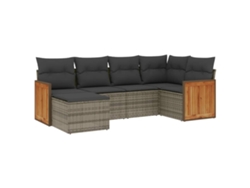 Maison Exclusive - Set De Muebles De Jardín 6 Pzas Y Cojines Ratán Sintético Gris