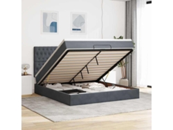 Estructura Cama Otomana Colchones Terciopelo Gris Oscuro