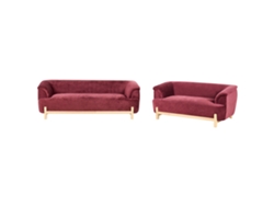 Conjunto de sofá Beliani Alnor de chenilla roja con reposabrazos anchos 205x85x67