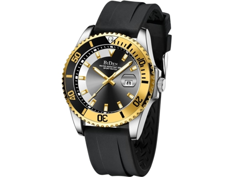 VEANXIN Relojes con Caja Giratoria, Correa de Silicona, Reloj de Pulsera Impermeable-Oro negro