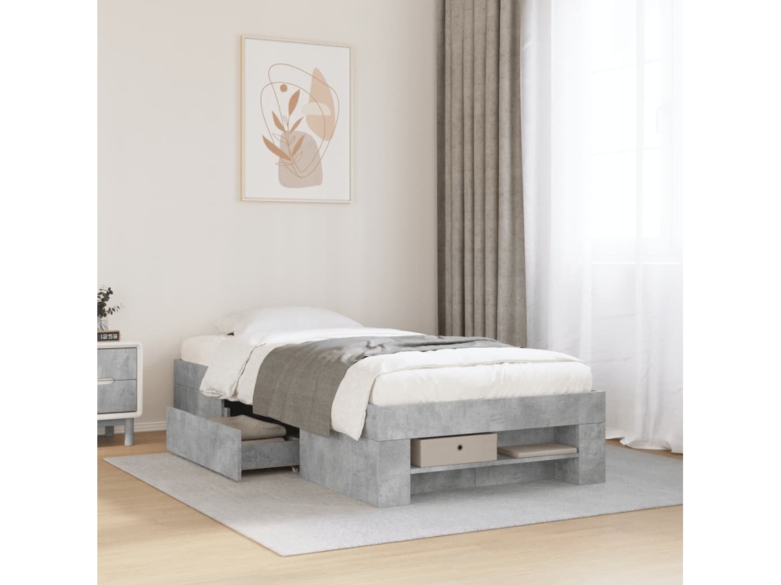 Estructura De Cama Madera De Ingeniería Gris Hormigón 75x190 Cm