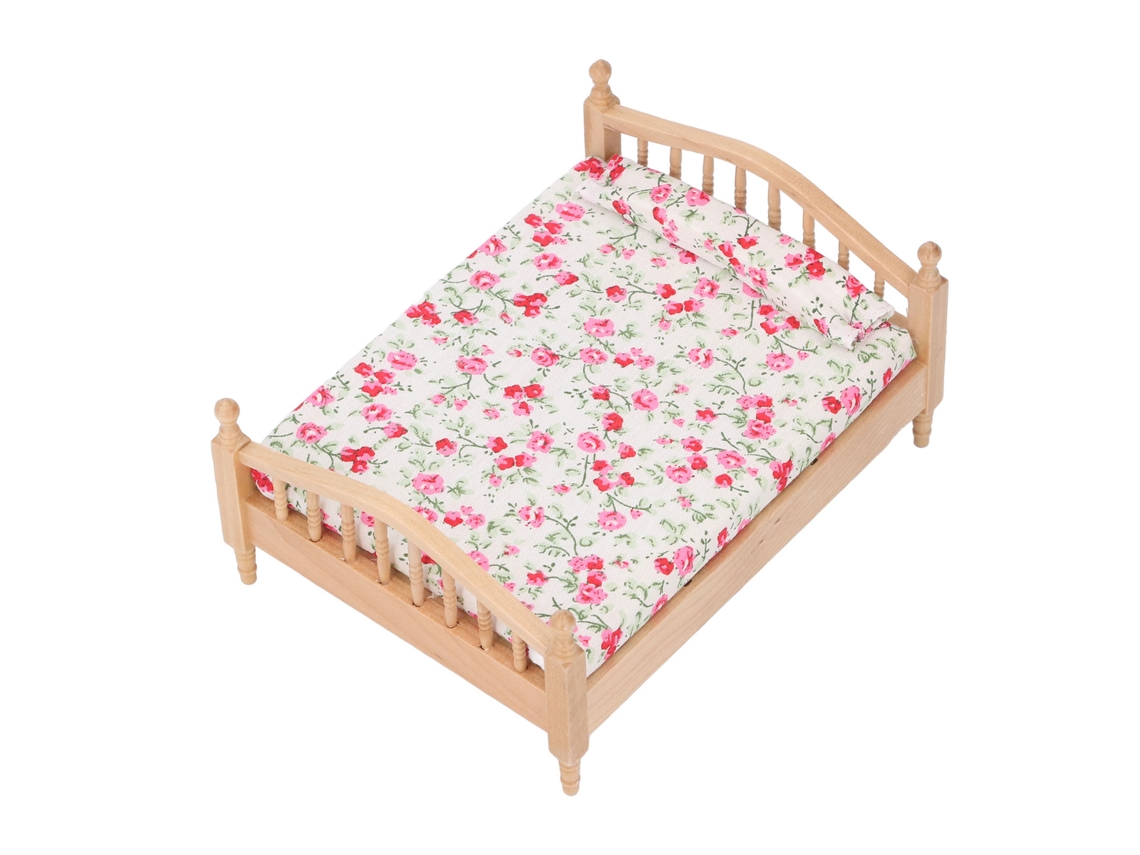 Cama En Miniatura Para Casa De Muñecas, Escala 1:12, Muebles Decorativos De Madera Para Dormitorio.
