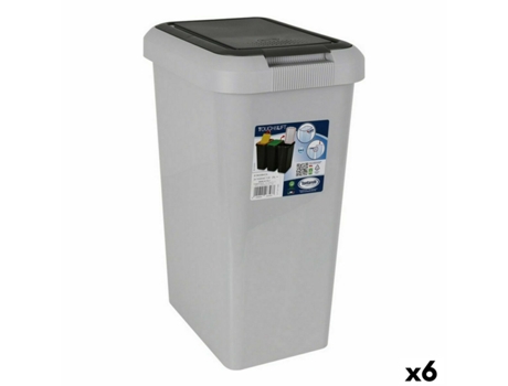 Cubo de basura INDE Touch&lif Gris (6 Unidades)