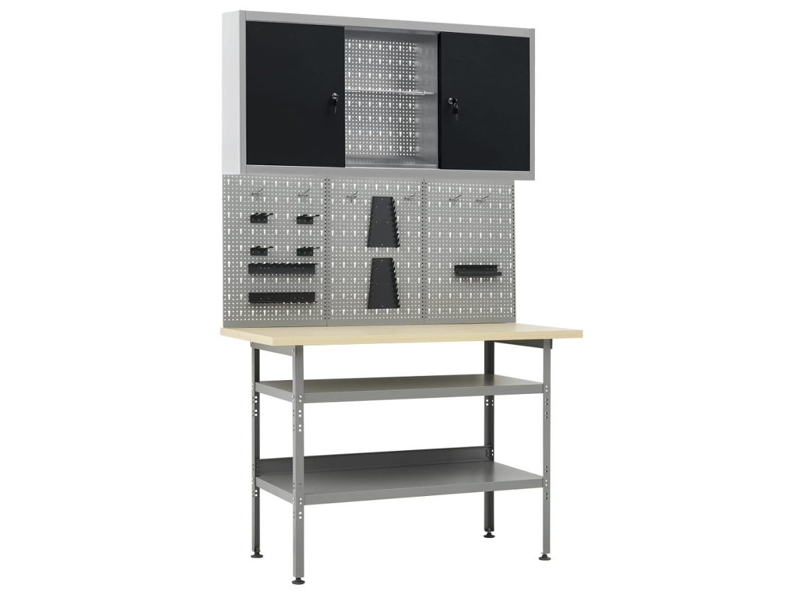Banco de trabajo con tres paneles de pared y un armario DKD HOME DECOR