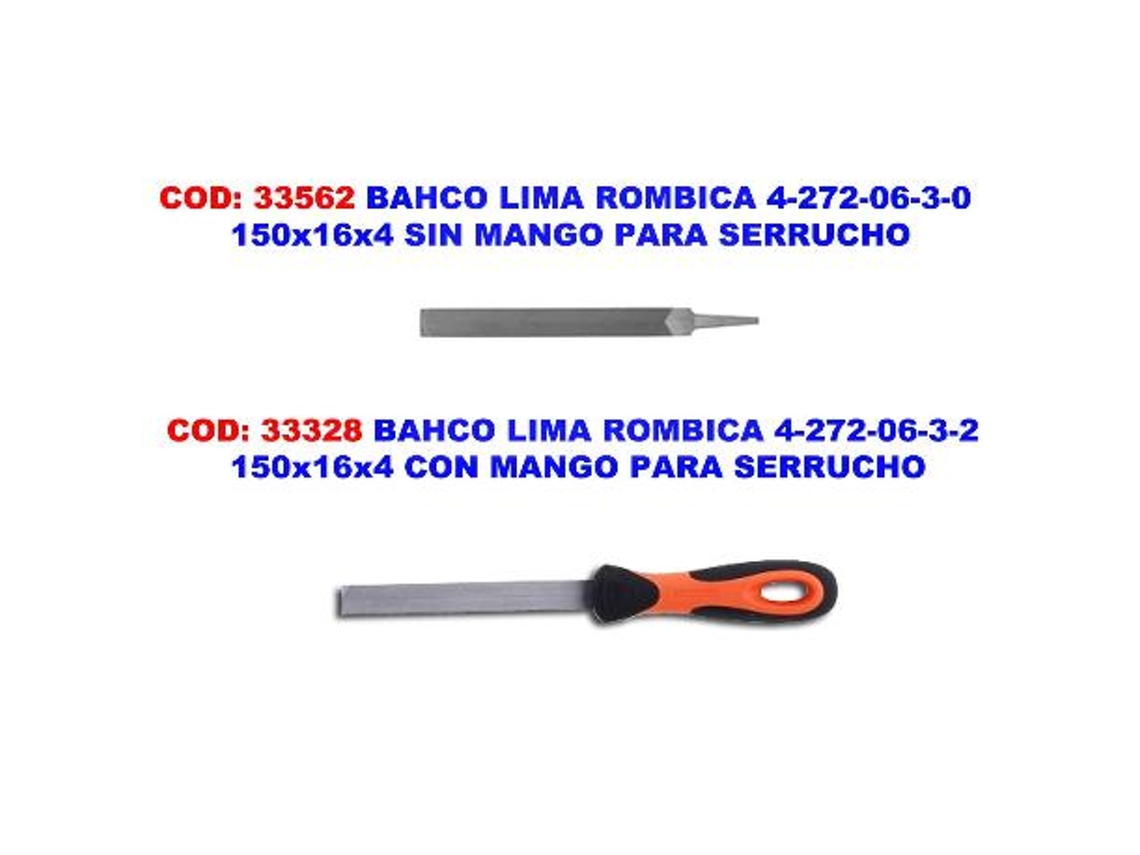Bahco lima rombica 4-272-06-3-0   150x16x4 s-mango para serrucho