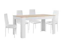 Mesa Extensible de Comedor o Cocina Blanco y Cambria 4 Sillas en Polipiel/metal Blanco SALDOSYSTOCKS
