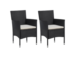 Sillas de comedor de jardín de dos piezas DKD Home Decor en mimbre sintético negro