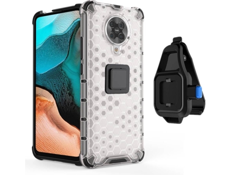 Funda con Clip para Xiaomi Poco F2 Pro PHONESHIELD 4x1 Honeycomb Gris