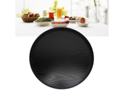 Bandeja Redonda De Madera 30cm Para Té, Robusta, Elegante Y Multifuncional, Negra, Uso En Oficina O Cafetería