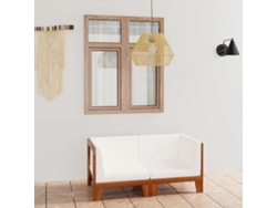 Sofá LOVELY HOME Relax de 2 Plazas con Cojines de Madera de Acacia Maciza Blanco Nata (68,5 x 68,5 x 62 cm)