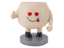 Bonita Maceta De Resina Para Suculentas Con Carita Sonriente Y Pulgar Levantado.