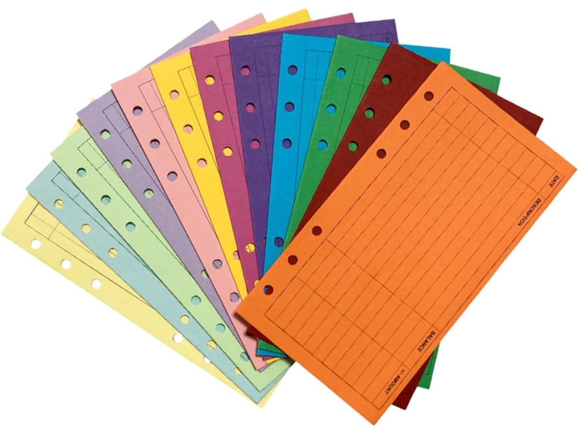 Juego De 12 Sobres Para Presupuesto En Colores Surtidos, Tamaño Compacto, Hechos De Papel