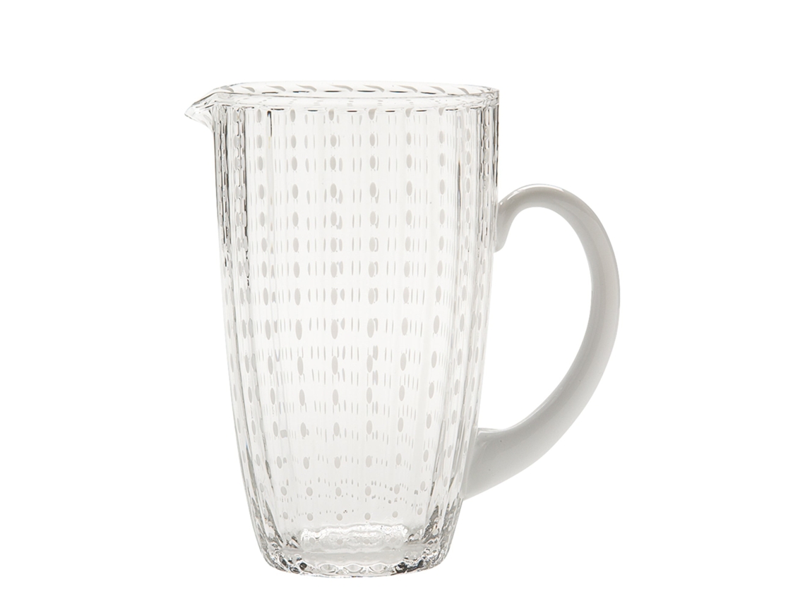 Botella Federico De Majo de la Colección Perle en cristal transparente, de diseño elegante y artesanal para la mesa. Hecha en Italia. Pieza única.