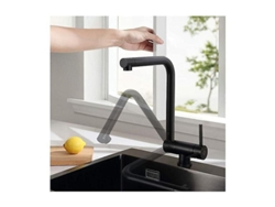 Grifo de cocina negro 2026, grifo de cocina desmontable para debajo de la ventana, plegable a 90°/giratorio a 360°, acero inoxidable Yn05-b