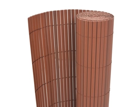 vidaXL Valla de jardín de doble cara marrón PVC 90x300 cm