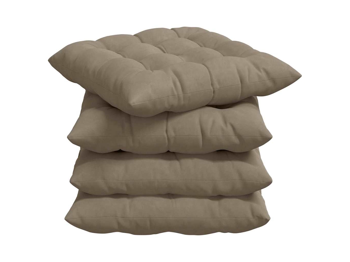 Cojines Para Asiento 4 Uds Taupé 40 X 40 X 6 Cm Microfibra