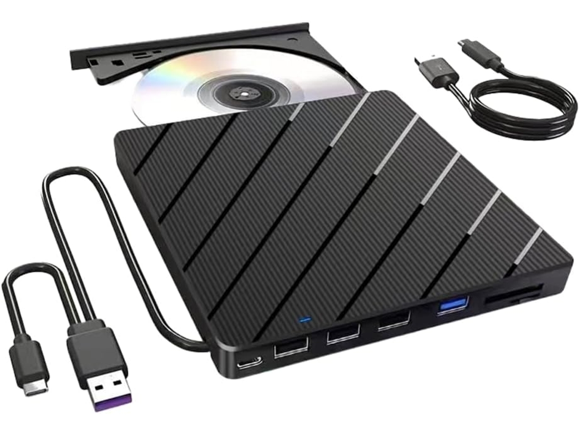 Unidad Externa De Cd/dvd Para Portátil, Usb 7 En 1, Ultradelgada, Grabadora De Discos