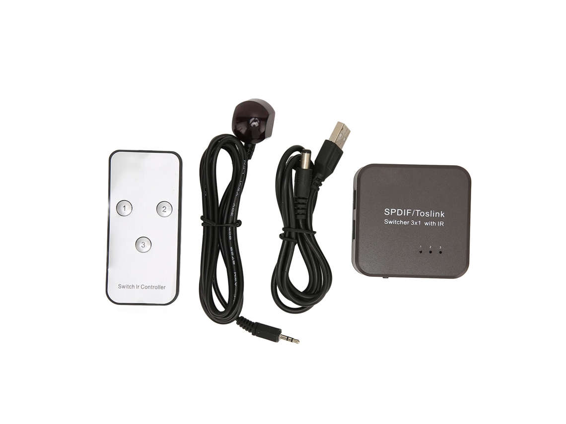 Conmutador De Audio Óptico Digital Con 3 Entradas Y 1 Salida Spdif Con Mando A Distancia.