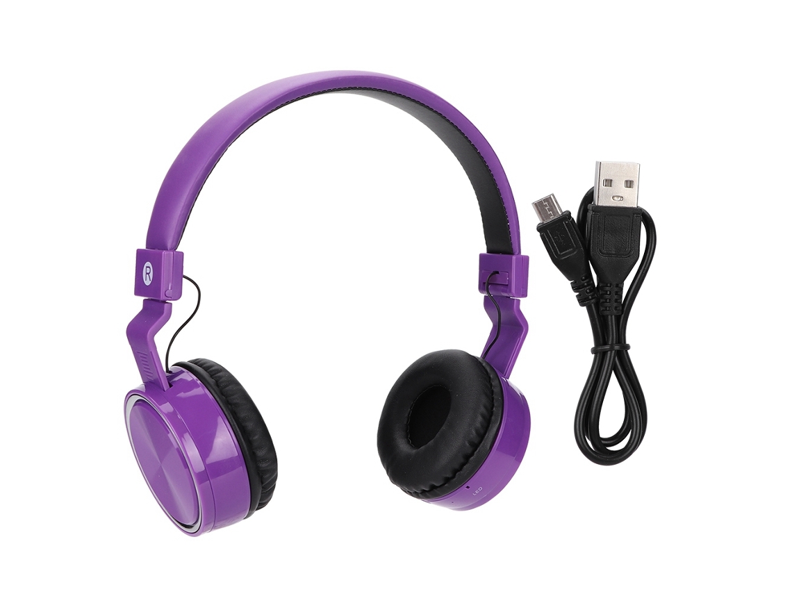 Audífono Bluetooth Inalámbrico Portátil B-12 Con Fm, Audio, Música Y Pantalla Morado